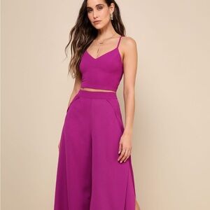 New With Tags - Lulu’s Out Tonight Magenta Two-Piece Jumpsuit - $50